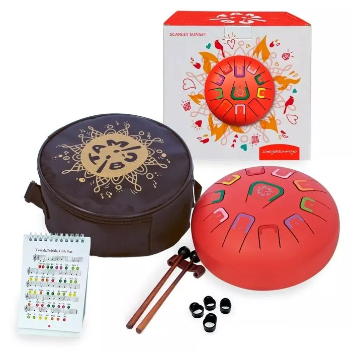 Tambú - Tongue Drum 11 notes rouge - JUEGACONMIGO-4