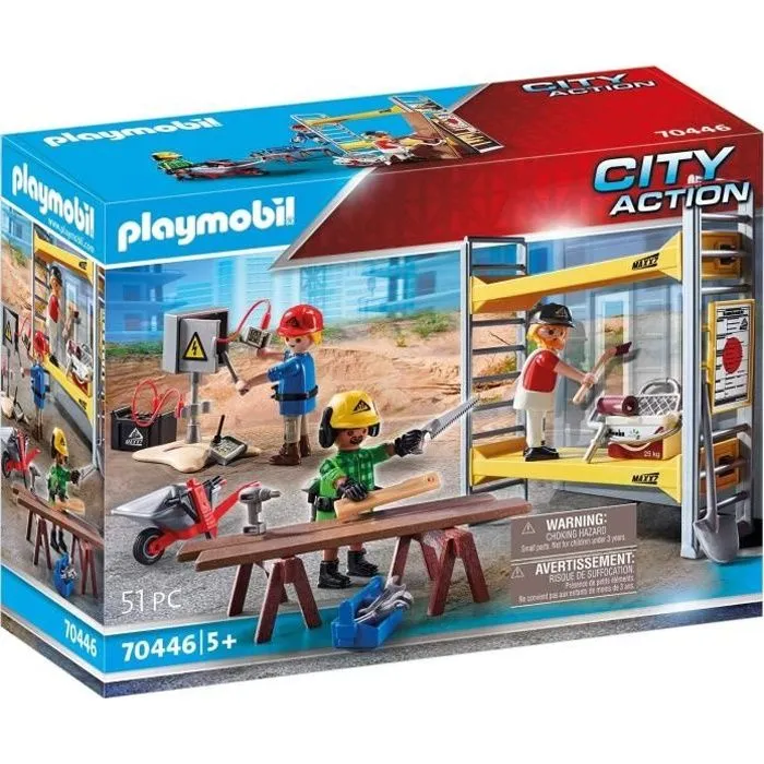 PLAYMOBIL - 70446 - City Action La Construction - Ouvriers avec échafaudage-0