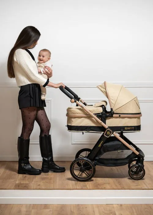 BEBELISSIMO - Poussette combinée trio 3 en 1 - siège auto 0+ IRIS – nacelle – dès la naissance – jusqu’à 22kg  - beige-5