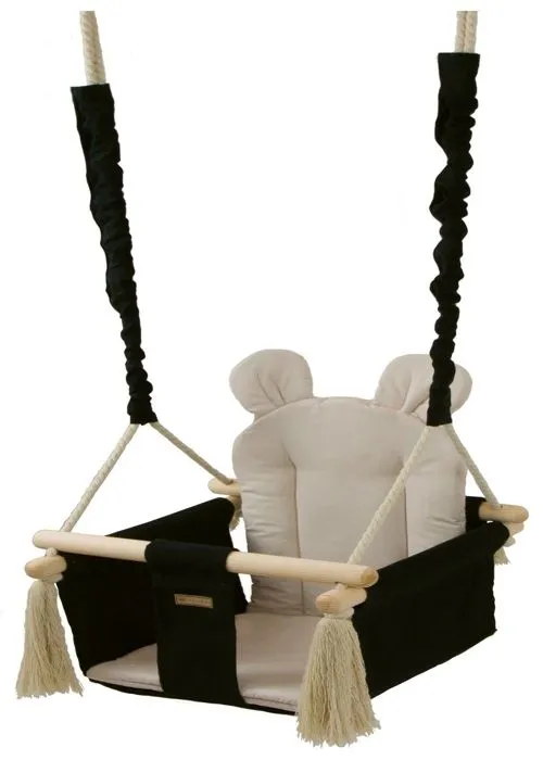 Balançoire bascule confortable pour enfants en bois coton terrasse jardin maison1-3