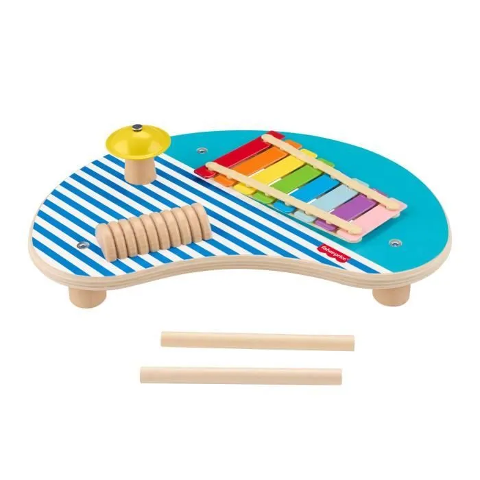 Fisher-Price-Table musicale en bois avec instruments de percussion HXT91-4
