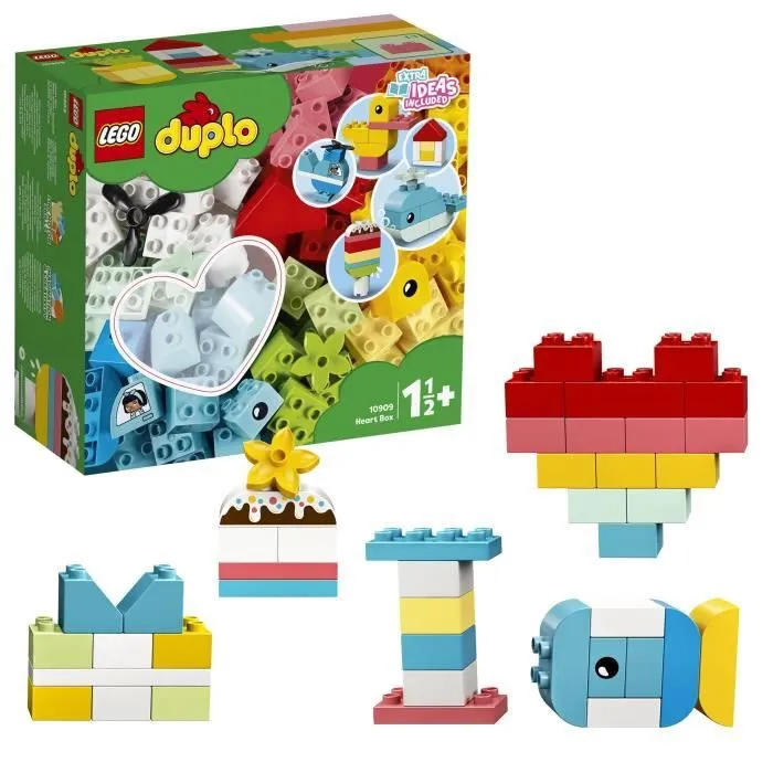 LEGO® 10909 DUPLO Classic La Boîte Coeur Premier Set, Jouet Educatif, Briques de construction pour Bébé 1 an et demi-0