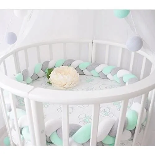 Tressée Tour De Lit Bébé Berceau Tissé À La Main Noué en Peluche Tressé en Peluche Coussin Bumper Lit Noué Oreiller 2M-2
