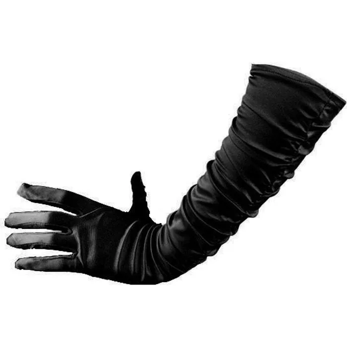 Gants satin - Fille - 12 ans et plus - Noir - Accessoire déguisement-0