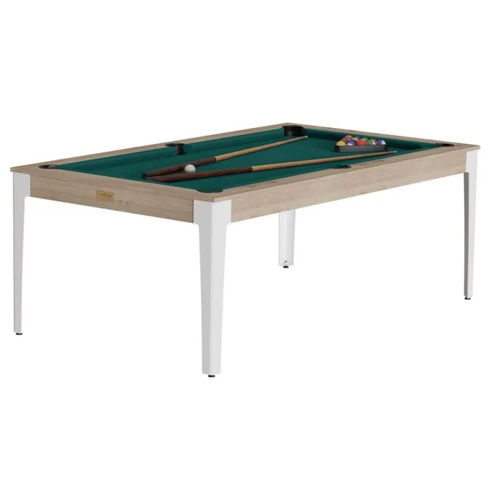 Billard Américain - Elan - Chêne - Tapis Vert - Pieds Métal Blanc - Ardoise Véritable-0