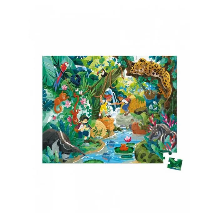 Puzzle 100 pièces Janod - Découverte d'un temple Incas - Mixte - Vert - Dessins animés et BD - Enfant-1