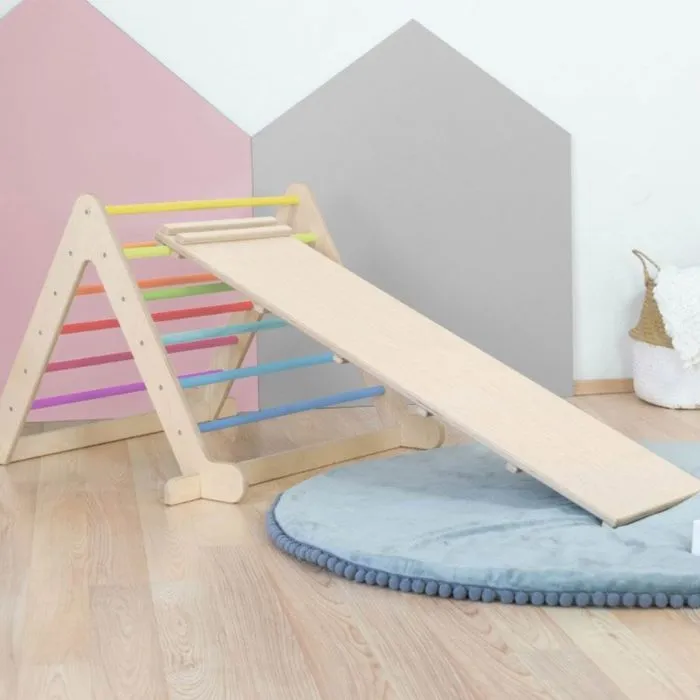 Jeu d'équilibre et motricité PIKY - bois naturel et multicolore pastel-1