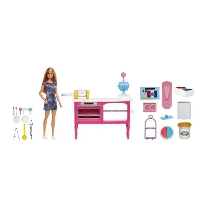 Barbie®-Barbie® Pâtisserie-Coffret poupée « Malibu » et 18 accessoires HJY19-2