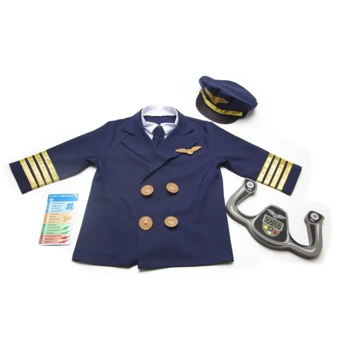 Costume de Pilote - MELISSA & DOUG - Levier de commande - Veste avec plastron - Bleu-0