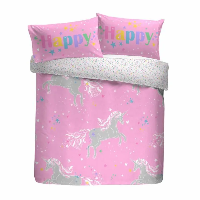 Bedlam - UNGPK11P1U - Parure de lit reversible 2 pieces avec Housse de Couette reversible pour Enfant Motif Licorne Rose Fluo-3