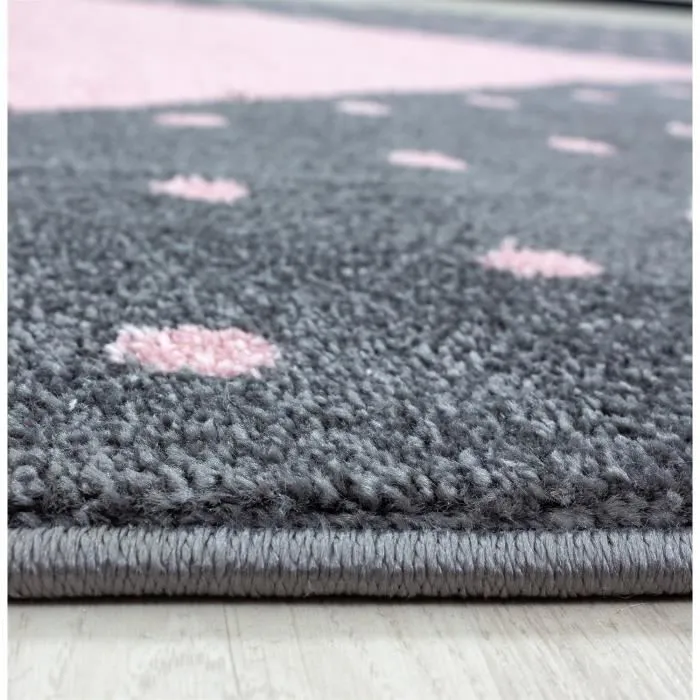 Tapis enfant COEUR - AYYILDIZ - Rose - 80x150cm - 100% Polypropylène Frisé-2