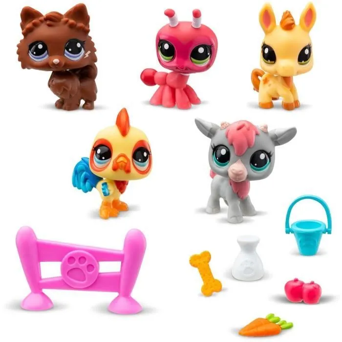 BANDAI - Littlest Pet Shop - Collector Set Thème de la ferme - 5 animaux et accessoires - BF00510-1