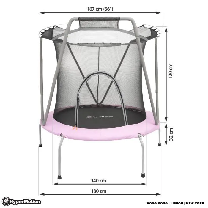HyperMotion Trampoline 167 cm avec Filet de Sécurité - pour Enfants 3-8 Ans - Maison et Jardin-2