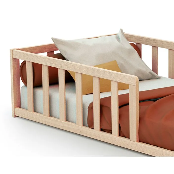 WEBABY -  Lit enfant au sol en bois 70 x 140 KAÏA  Hêtre Brut - 70x140-2