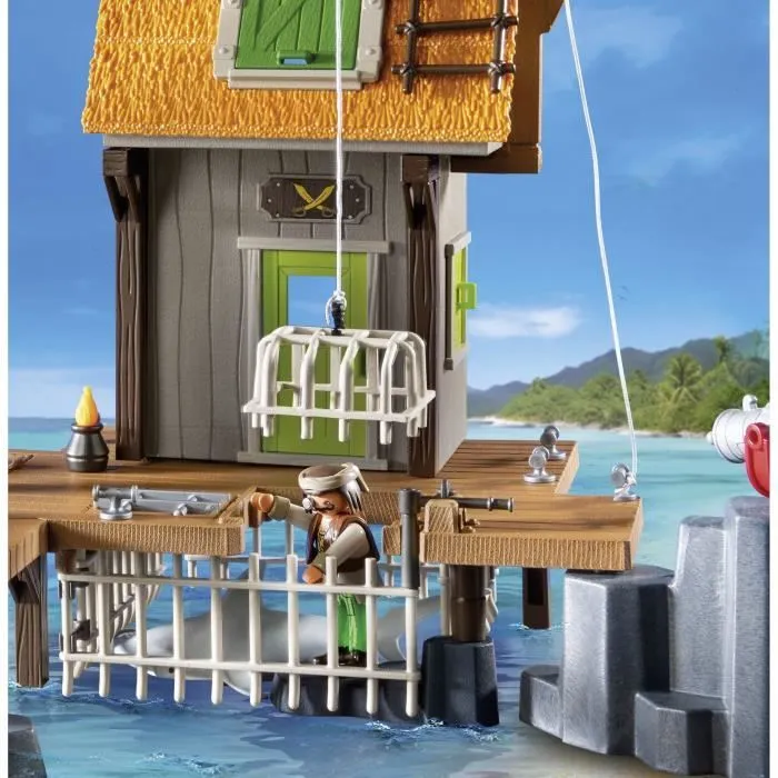PLAYMOBIL 71792 Port de pirates avec repaire, prisons et canon, 165 pièces, Les Pirates, dès 4 ans-4