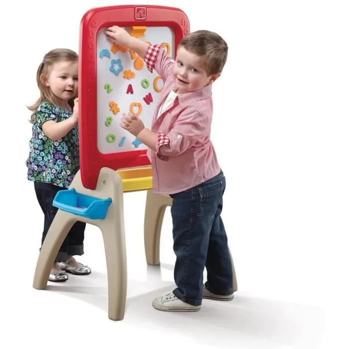 Step2 Easel For Two Tableau d'écriture pour enfants | Tableau magnétique pour enfants avec un kit d'accessoires de 94 pièces-3