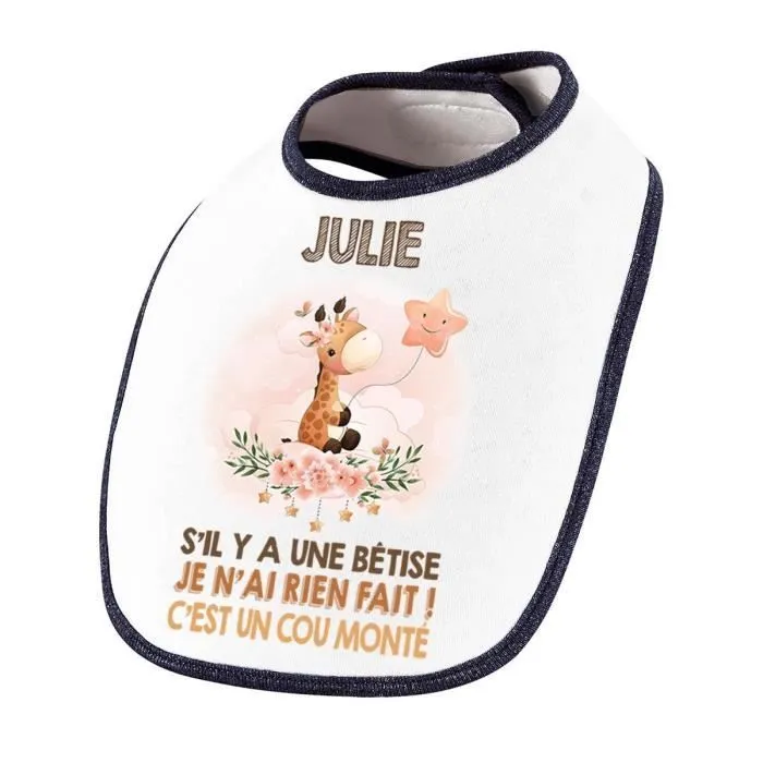 Bavoir Julie Cou Monté Girafe | Cadeau Naissance Baby Shower Noël Anniversaire Enfant Nourrisson-0
