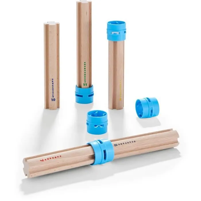 HABA - Colonnes d'extension de piste à billes bleu - 10 pièces-0