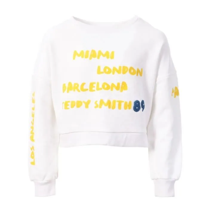 Sweat Fille - TEDDY SMITH - Sami - Blanc - Manches longues - 100% coton-0
