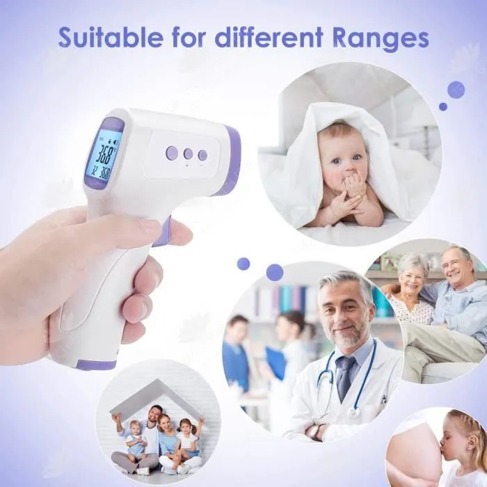 HTBE® Thermomètre frontal portatif Thermomètre électronique Thermomètre infrarouge sans contact pour le corps humain-2