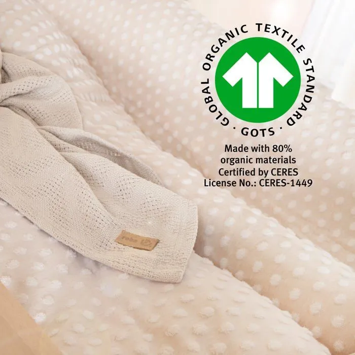 Couverture Bébé Double Face en Coton Oeko-Tex ROBA - Frosty Almond - 80 x 80 cm - Motif Pois en Relief - Beige Amande-3