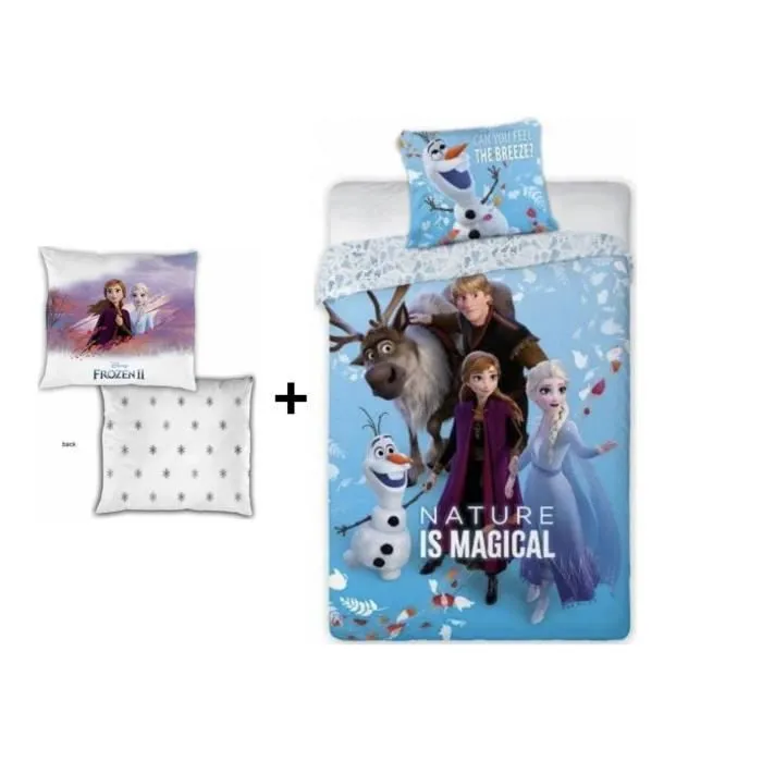 Reine des Neiges - Ensemble parure de couette 140 x 200 cm + Coussin 35 x 35 cm-0