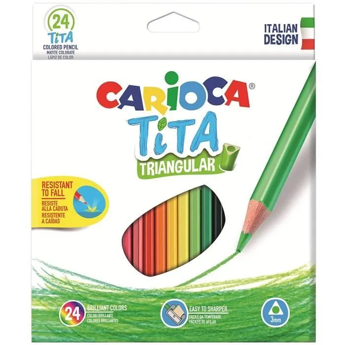 Crayons de couleurs - Carioca - Tita 42787 - Lot de 24 - Résine - Ø3 mm-0