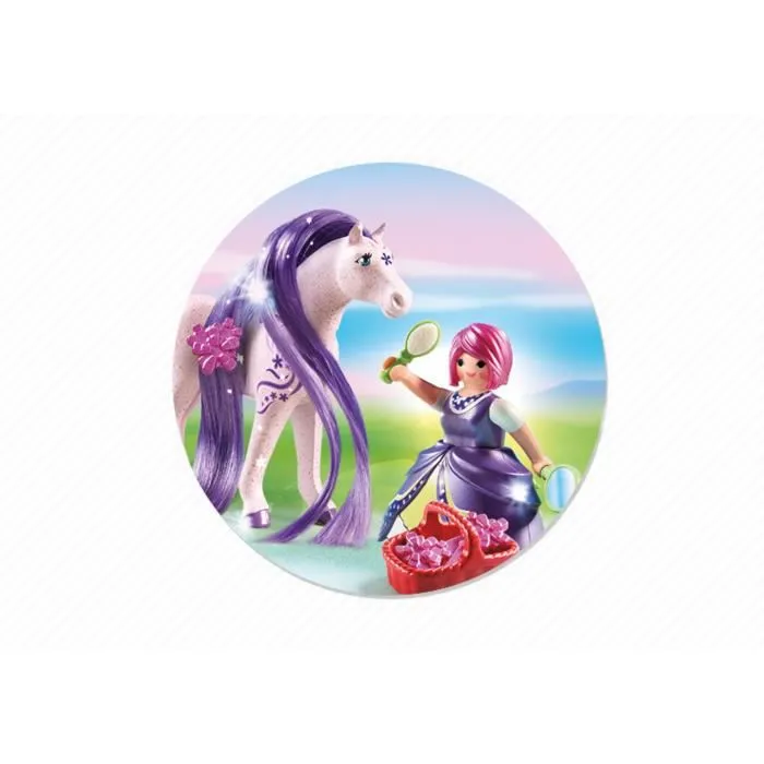 PLAYMOBIL - Princesse Violette avec Cheval à Coiffer - Gamme Playmobil Princess - A partir de 4 ans-3