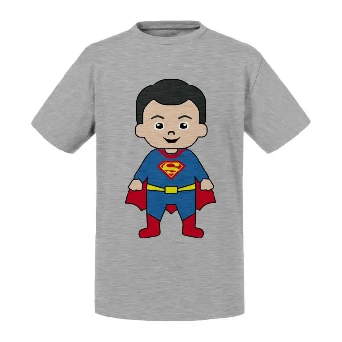 T-shirt Enfant Gris Bébé Superman Dessin Mignon-0