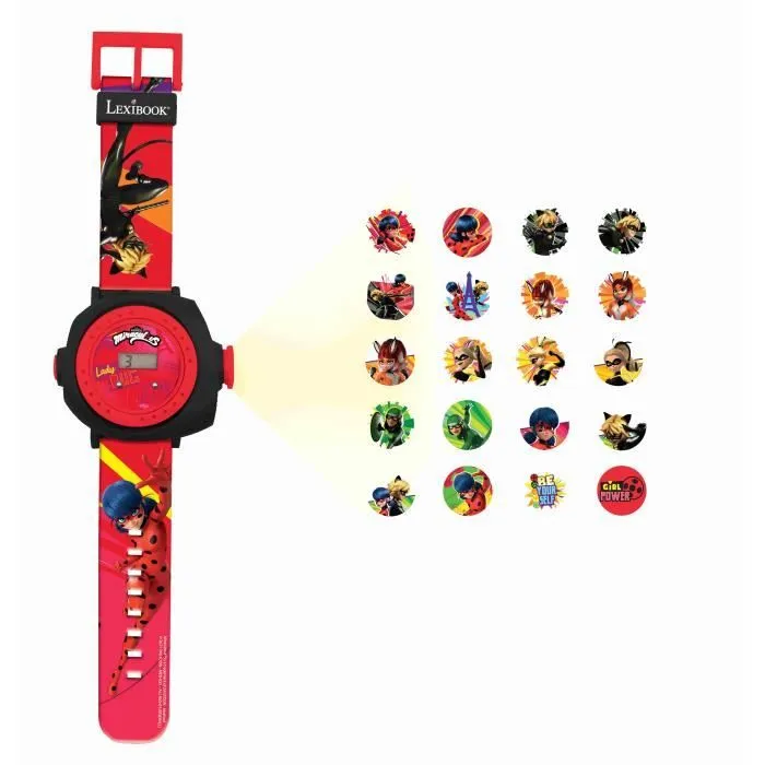 Montre digitale pour enfant - LEXIBOOK - Miraculous - Projection de 20 images - Bracelet ajustable - Rouge-2