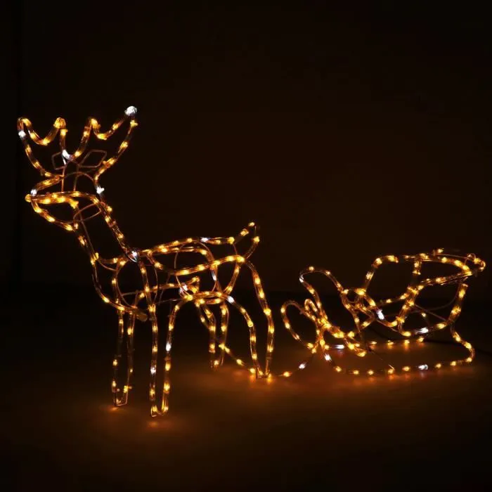 Renne LED avec traîneau - SPRINGOS - 264 LED - 150 cm - Blanc chaud - IP44-0