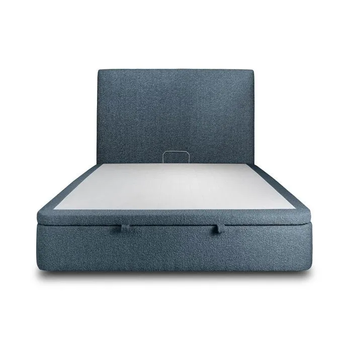 Lit coffre - Prestige - Bouclette Bleu - 140x190cm - Bois massif-1