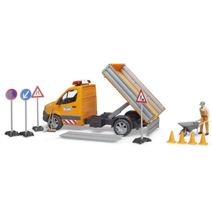 Camion municipal Mercedes Benz Sprinter avec conducteur, accessoires et module son et lumière - Bruder-2