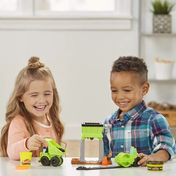 PLAY-DOH Wheels - Pâte à modeler - Le Chantier - Camion benne et rouleau compresseur-1