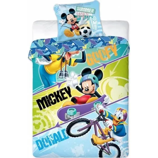 Parure de couette enfant - Disney - Mickey, Dingo et Donald - Bleu - 140x200 cm-1