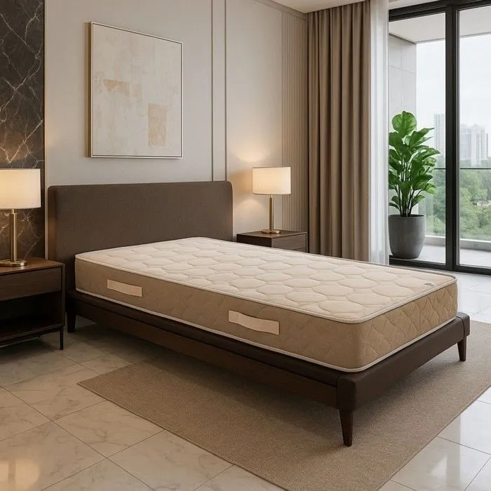 Lot de 2 Matelas 2 Sommiers face de contact latex 90x200 x 23 cm Tres Ferme - Tissu 100 Coton - 5 Zones de Confort-0