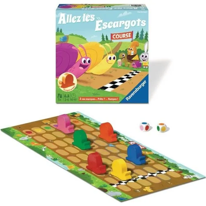 Allez les escargots - Ravensburger - Jeu de société enfants - Jeu de parcours - 2 à 6 joueurs - Dès 3 ans-0