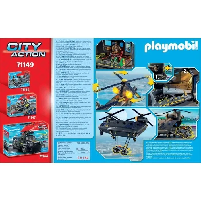 PLAYMOBIL 71149 Hélicoptère de transport des forces spéciales, Les policiers, City Action, Unité d'élite, 117 pièces, Dès 5 ans-8