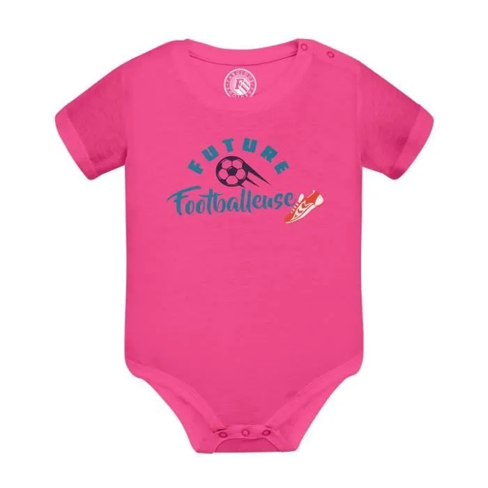 Body Bébé Manche Courte Rose Future Footballeuse Sport Passion Foot-0