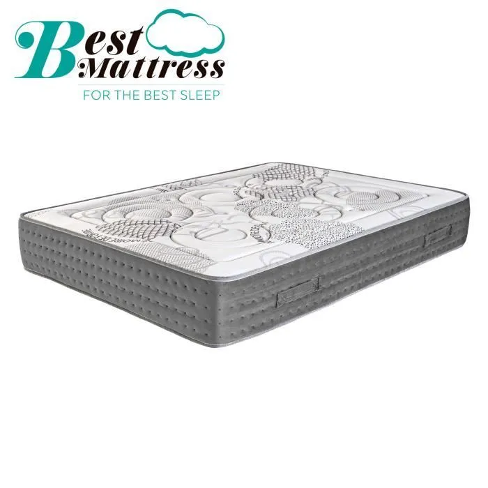 Matelas 140x190 cm, BestPoket, 26cm, ressorts ensachés, mousse mémoire de forme, indépendance du couchage, face été/hiver-0