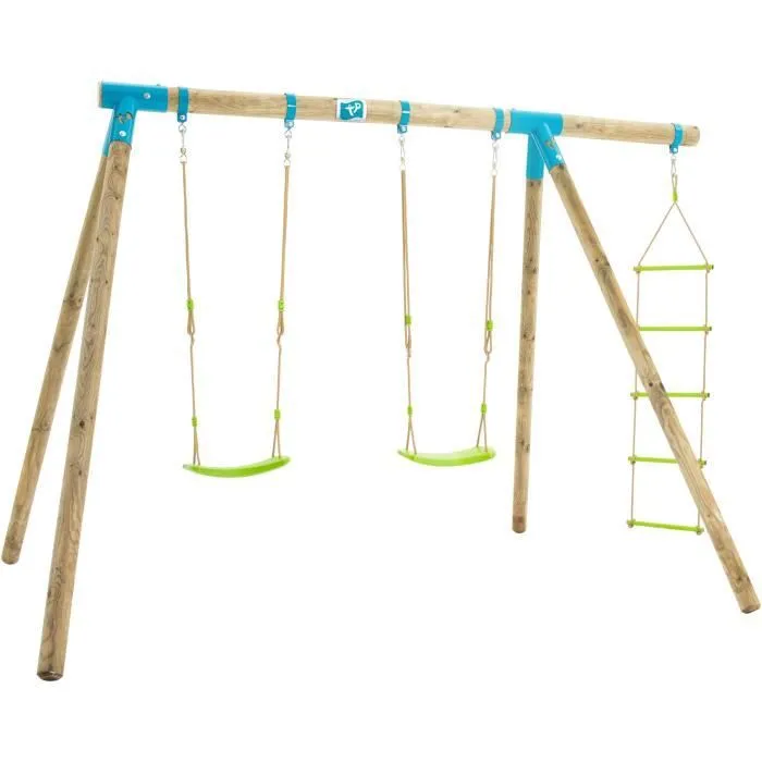 Portique gineste tp toys 2 balancoires / echelle corde / kit d'ancrage h.209 cm-0
