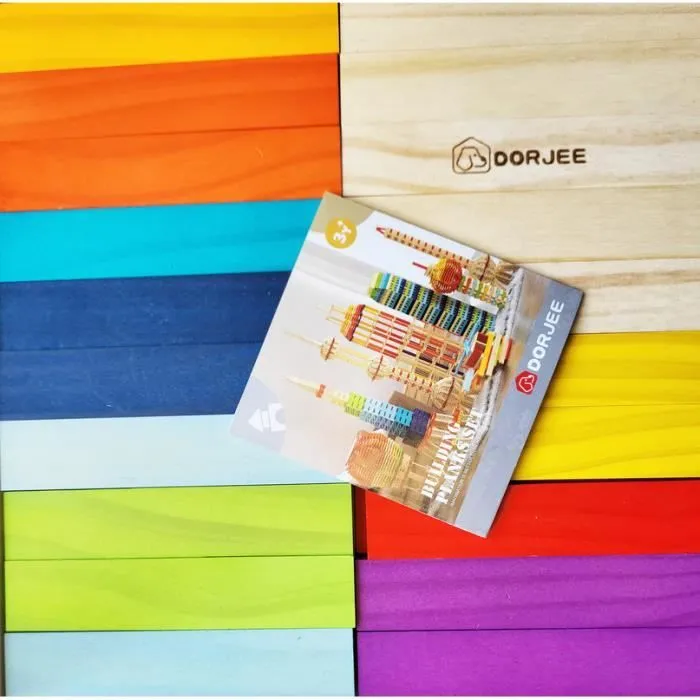 Planchettes de construction en bois - Dorjee - DT26012 - A partir de 3 ans - Couleurs vives-2