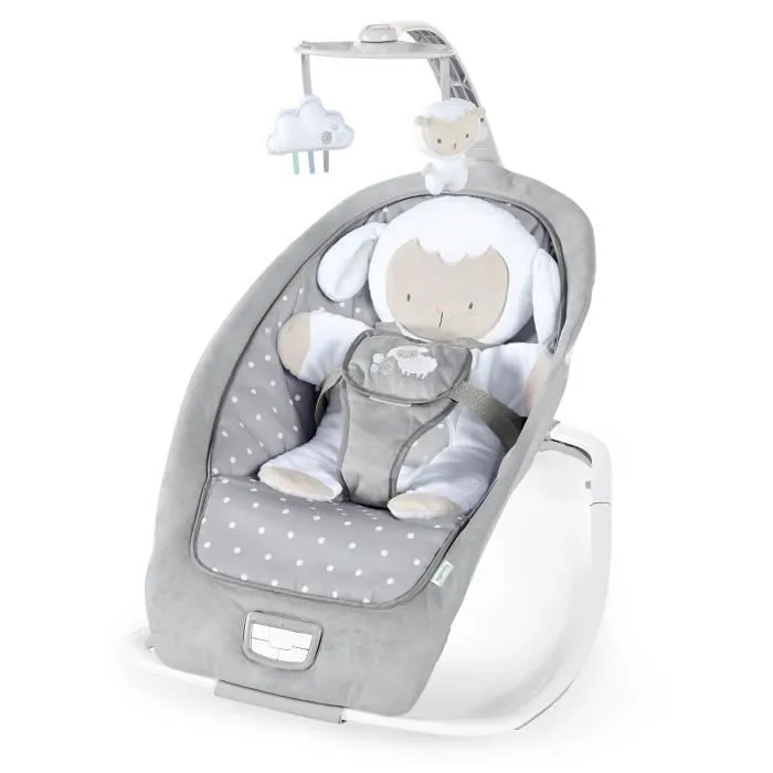INGENUITY Transat bébé bascule évolutif pliable - Petit Mouton - Position fixe ou bascule, vibrations et sons, arche, jouets d'éveil-0