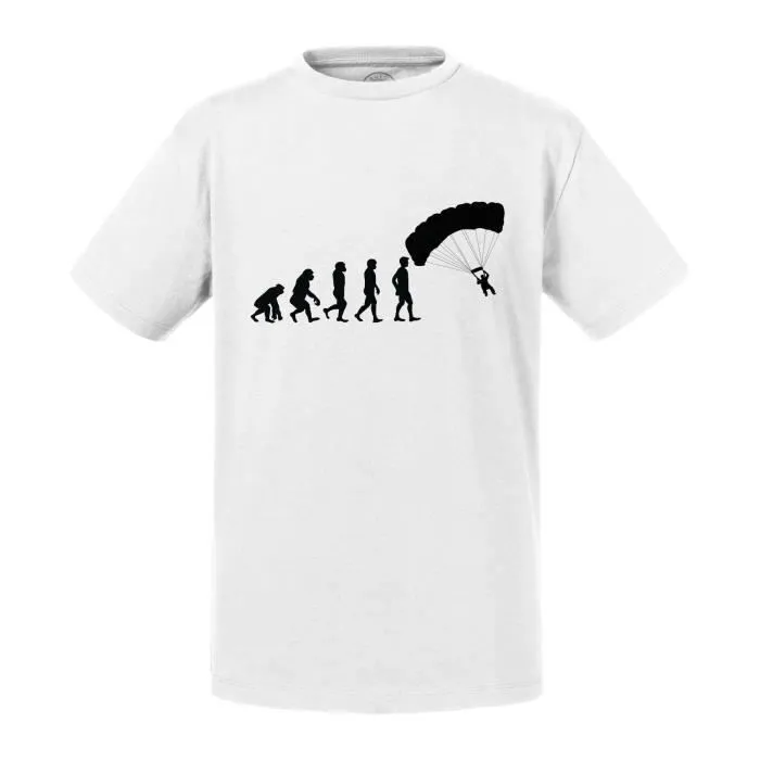 T-shirt Enfant Blanc Evolution Parapente Sport Athlète Parachute-0