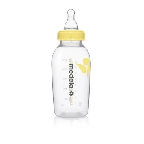Biberon MEDELA - 250 ml - Col Standard - Débit Moyen - Plastique Jaune-0