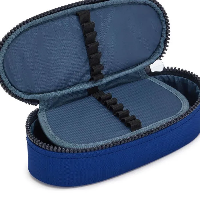 kipling Trousse à crayons bleu jaune fluo pour fille et garçon - Back To School Duobox Pencase M Blue Ink C 209883-4