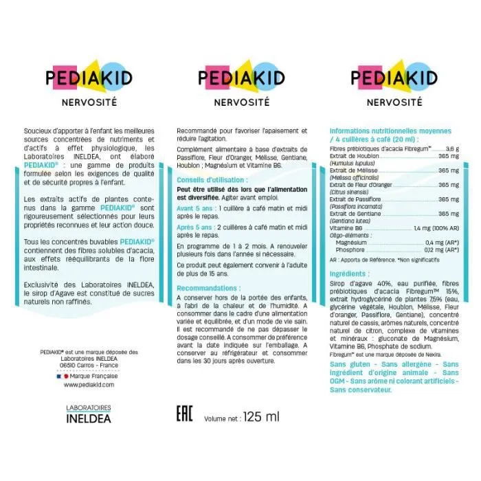 Lot de 2 PEDIAKID Nervosité - Complément Alimentaire Enfant - Favorise l'apaisement et le bon fonctionnement du système nerveux-1