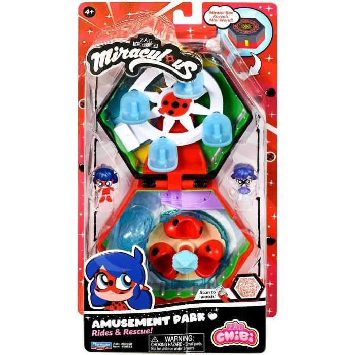 BANDAI - Miraculous Ladybug - Mini univers Chibi Parc d'attractions - Mini figurines Marinette et Climatika incluses - P50553-1