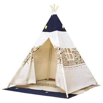 tente tipi, bleu-beige-0