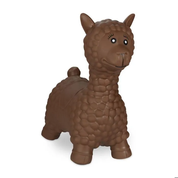 Relaxdays Animal sauteur en forme de lama, avec pompe à air, 3 ans et plus, sans BPA, jouet gonflable, marron-0